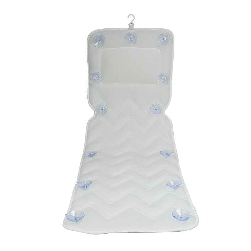 (125x40cm) Badewannen Matratze Ganzkörper Matte AirMesh-Technologie Wannen Liege mit Saugnäpfen - Weiss