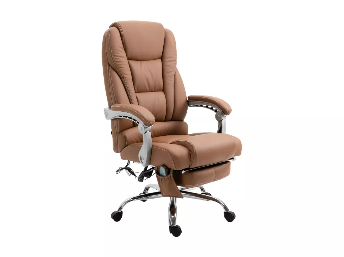 Chaise de bureau - Similicuir & Métal chromé - Marron clair - Pacific