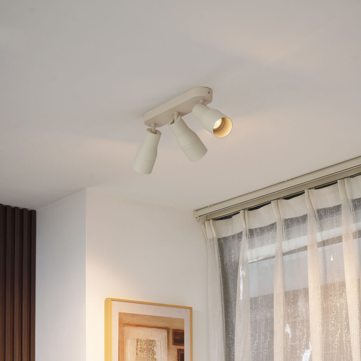 Afgeronde plafondspot beige GU10 50mm 3-lichts - Stanley