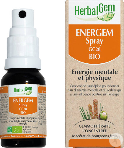 Herbalgem Energem Spray GC28 Bio Énergie Mentale Et Physique Flacon 15ml