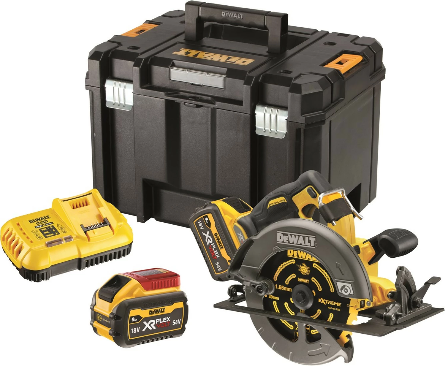 DeWALT DCS578X2-QW 54V Li-ion FlexVolt Accu Cirkelzaag set (2x 9.0Ah) in TSTAK koffer - 190 mm
