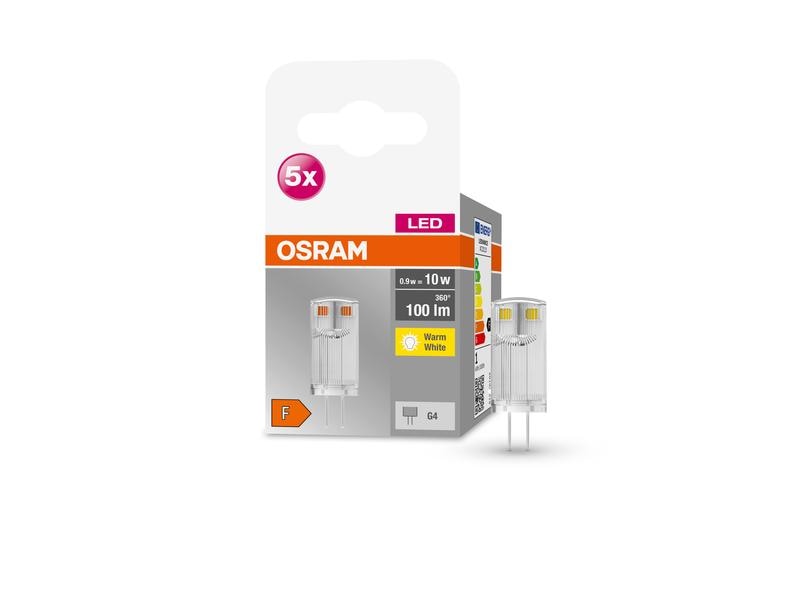 OSRAM Lampe Base Pin 10, 0.9W, G4, Warmweiss LED-Lampen, klassische Kolbenform