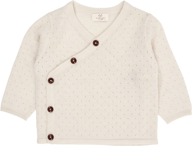 Copenhagen Colors MERINO CROSSOVER CARDIGAN W. HOLE PATTERN Cream