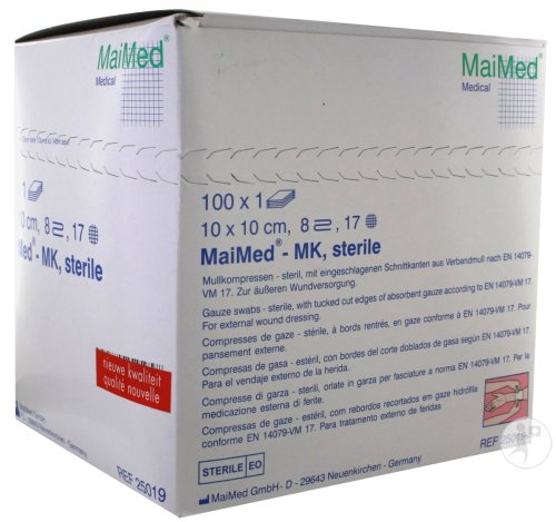 MaiMed MK Compresses Stériles 10x10cm Pièces 100