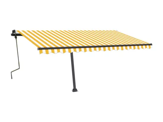 Auvent manuel rétractable sur pied 450x350 cm Jaune/Blanc
