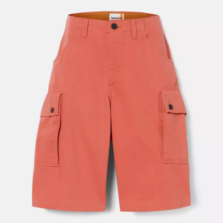 Short cargo en sergé pour homme en orange clair