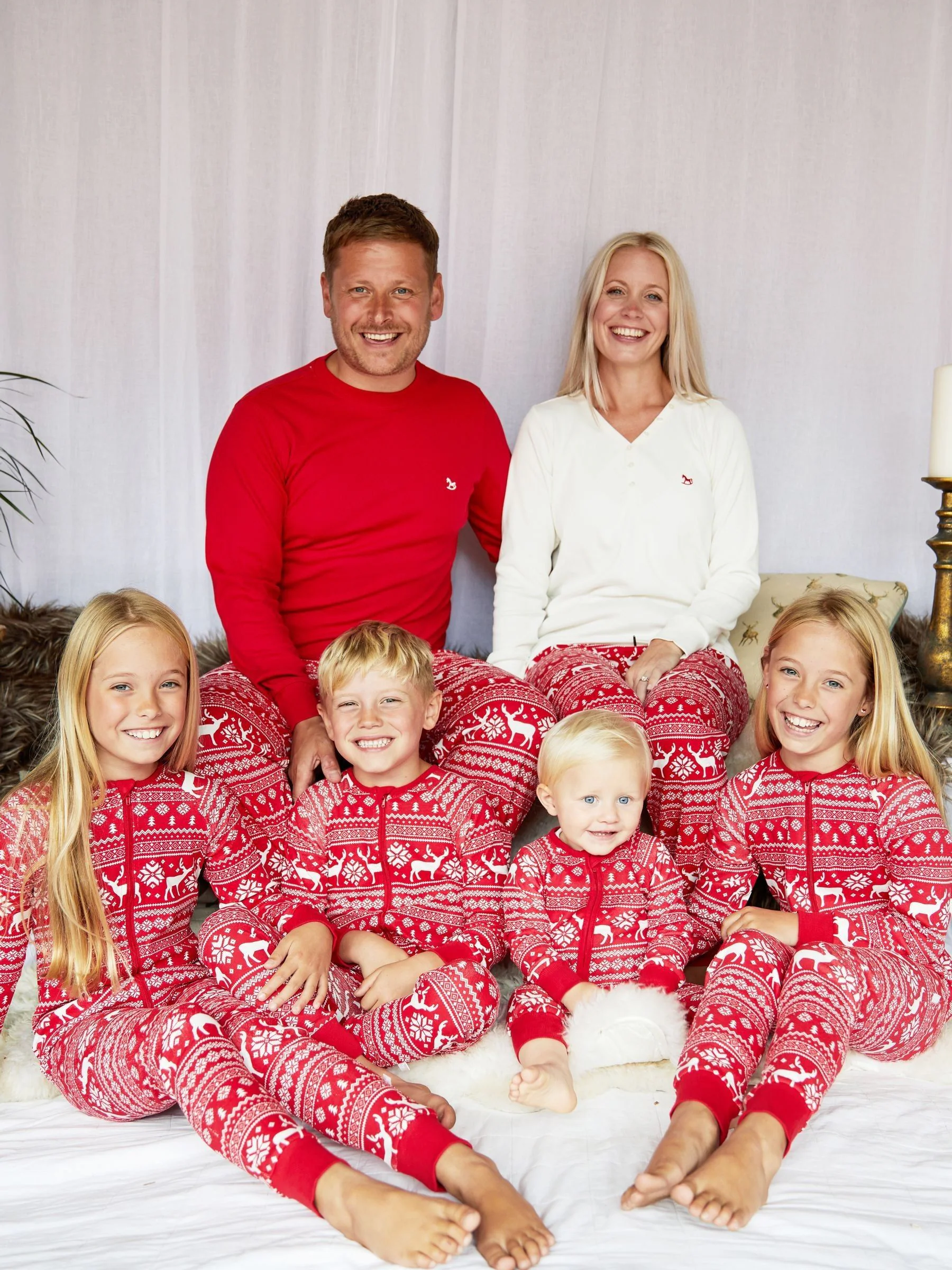 Rood - The Little Tailor - Baby-onesie van 100% katoen met rendier - kerst - fair isle-patroon