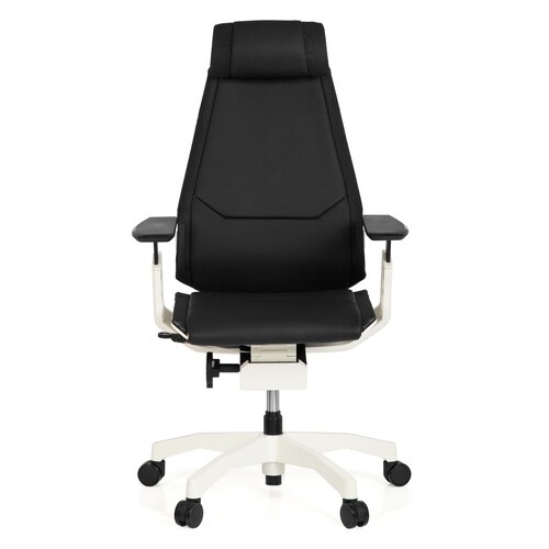 High End Bürostuhl GENIDIA PRO WHITE Leder mit Armlehnen hjh OFFICE