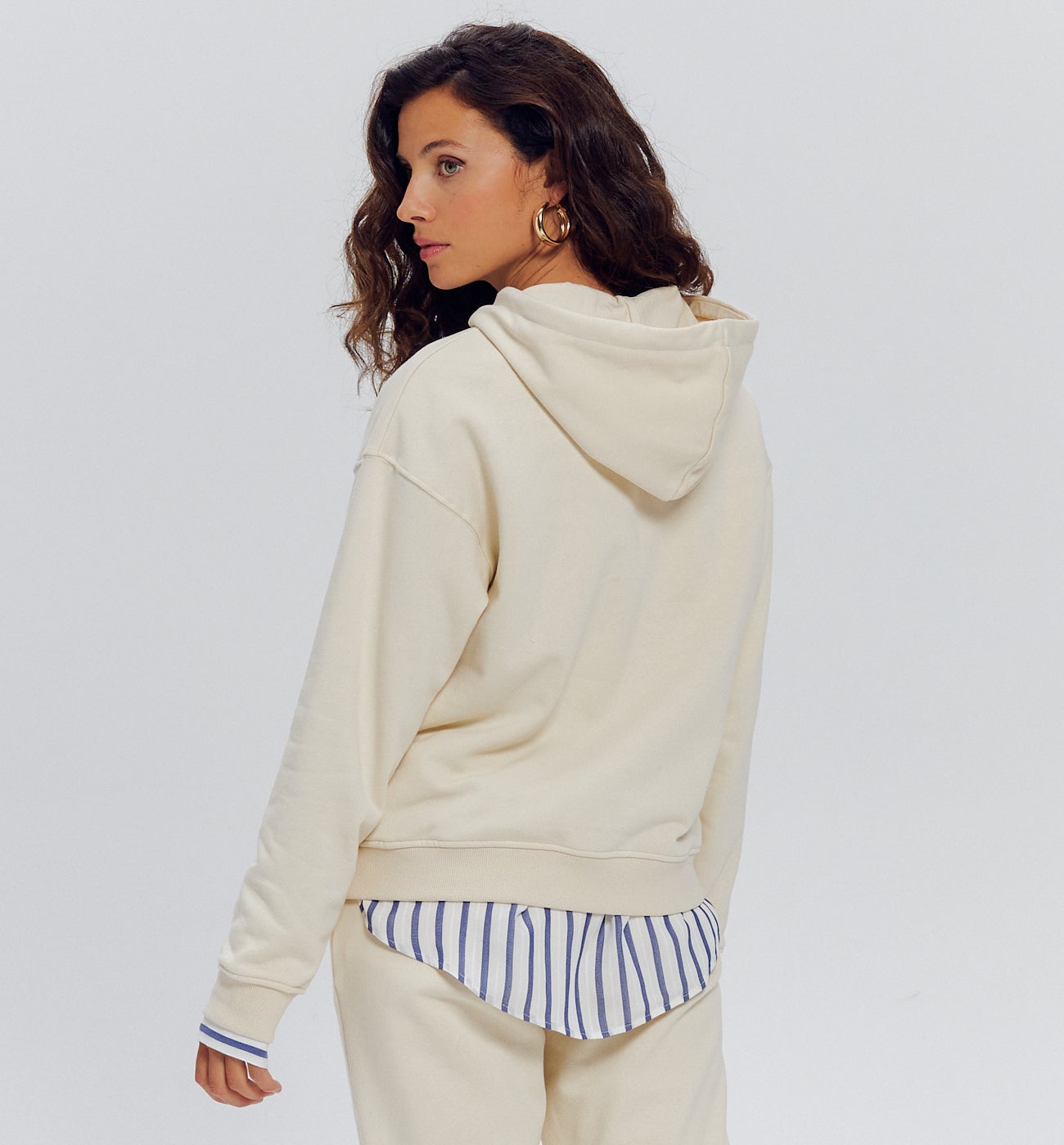 Sweat-shirt à capuche Femme - Ecru
