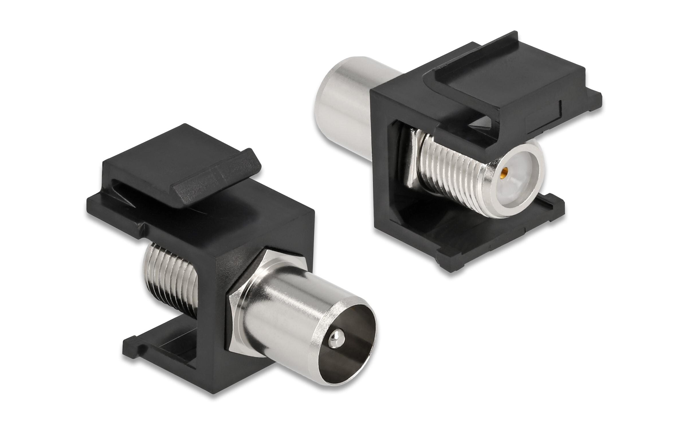 Keystone-Modul IEC Stecker auf F Buchse schwarzDelock Keystone Modul IEC Stecker > F Buchse schwarz