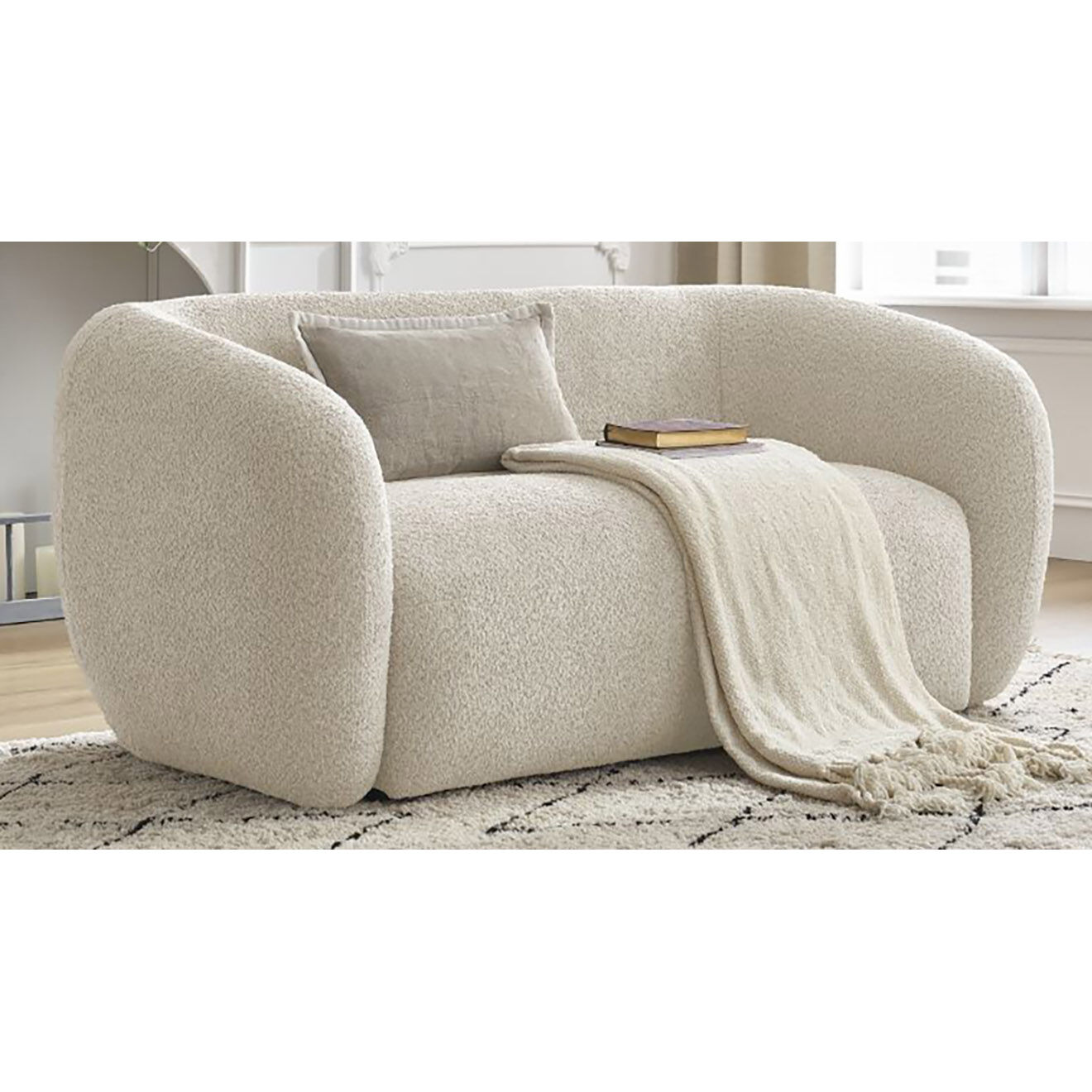 Bobochic Canapé 2 places celine bouclette beige - 160x87x70 cm