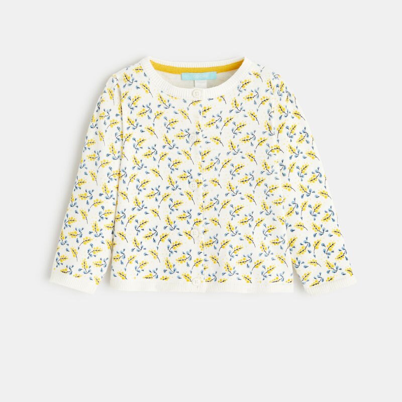 Gilet maille mimosa jaune bébé fille Jaune