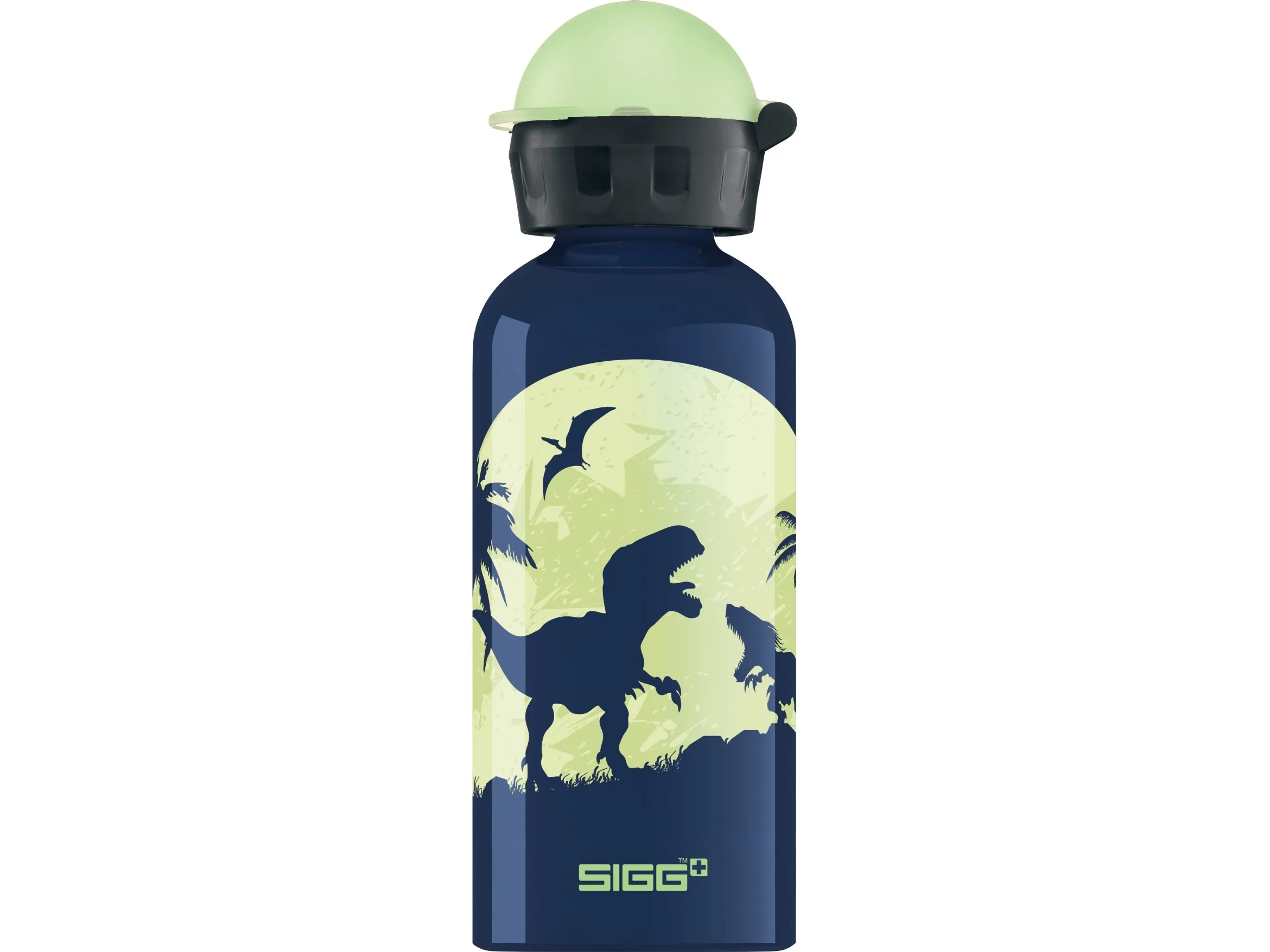 SIGG Kids Water Bottle Glow Moon Dinos, 0,4 L, Blå, Gul, Aluminium, 6,6 cm, 197 mm, 112 g