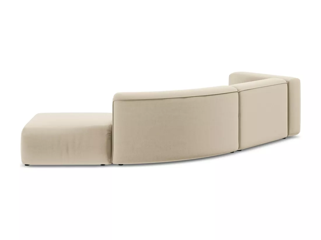 Canapé modulable 4 places droit en velours - beige clair - EKAHI