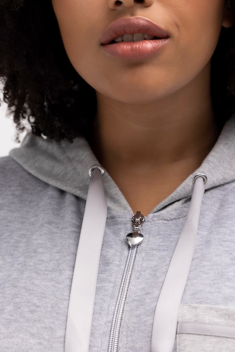 Loungewear-Jacke, Velourssamt, Sweat-Kapuze