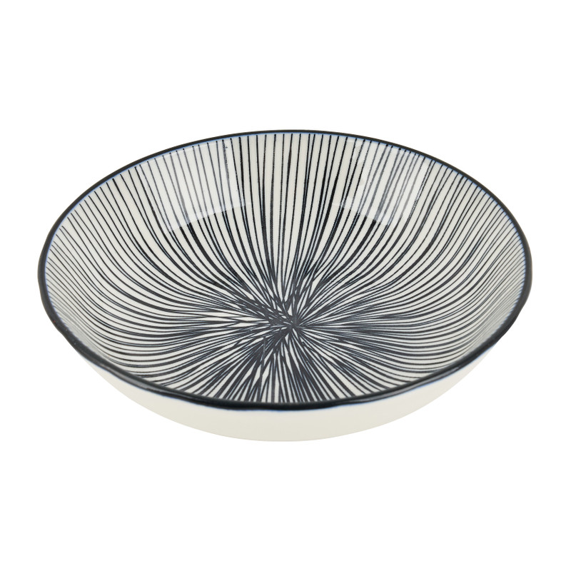 Tapas schaaltje Sevilla - zwarte lijnen - ø14x3.5 cm