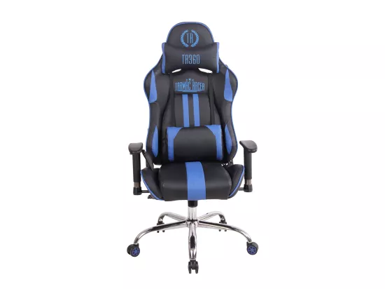 Chaise de bureau - Similicuir & Métal chromé - Noir / Bleu - Limit XM