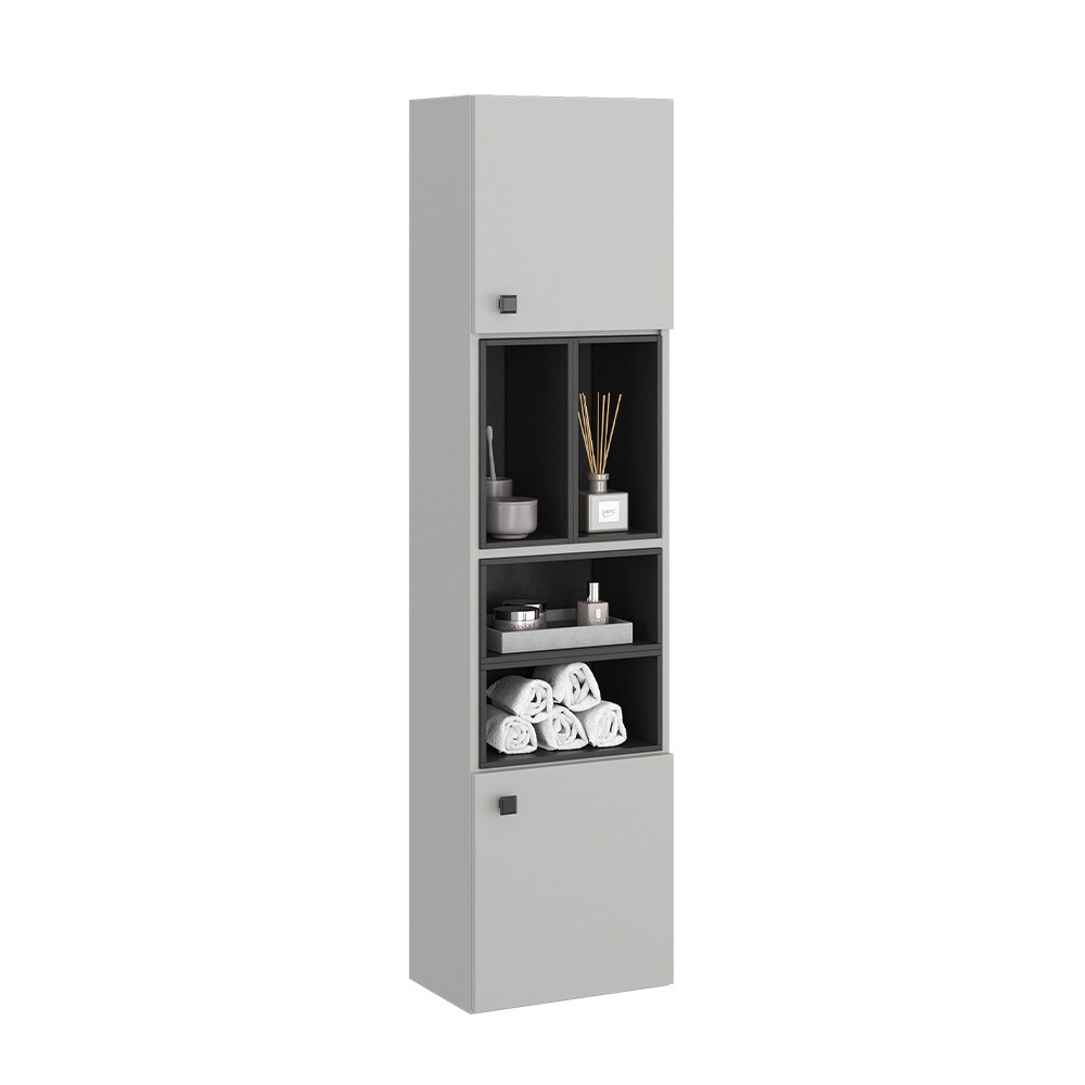 Vicco Hängeschrank Gerta, 37,5 x 150 cm, Grau-Schwarz, Badmöbel mit 2 Türen