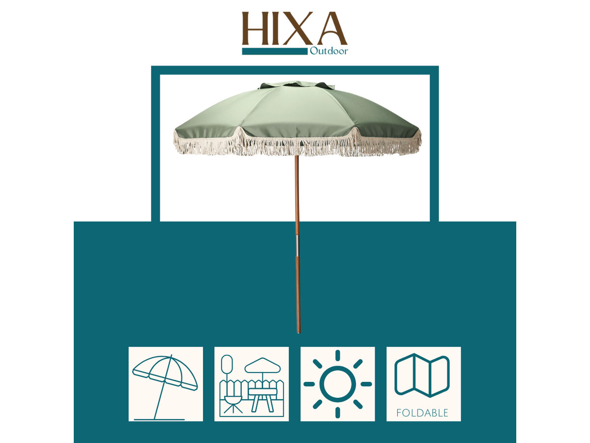 HIXA parasol met houtenpaal - Green