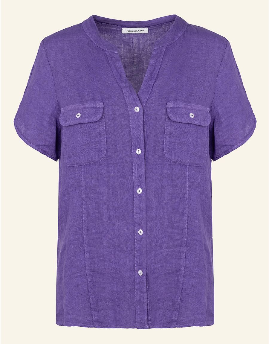 Chemisier violet 100% LIN