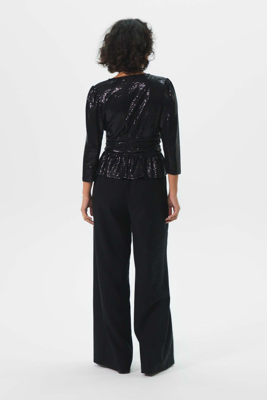 Zwarte wrap top met pailletten
