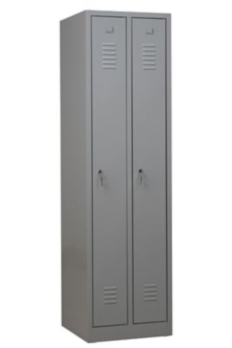 PROREGAL Garderobekast Camel 2 compartimenten HxBxD 180 x 50 x 50 cm Cilinderslot Grijs