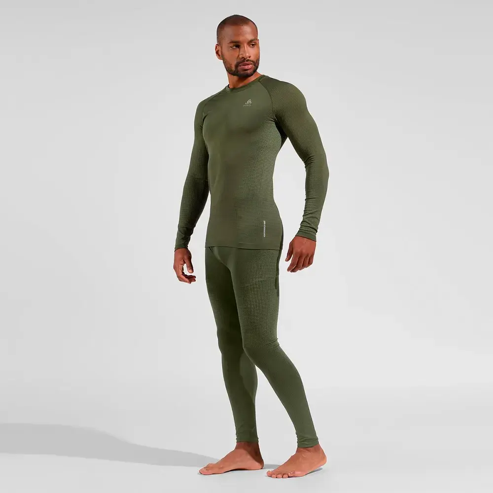 Odlo Performance Warm Eco Crew Thermoshirt Lange Mouwen Groen Heren