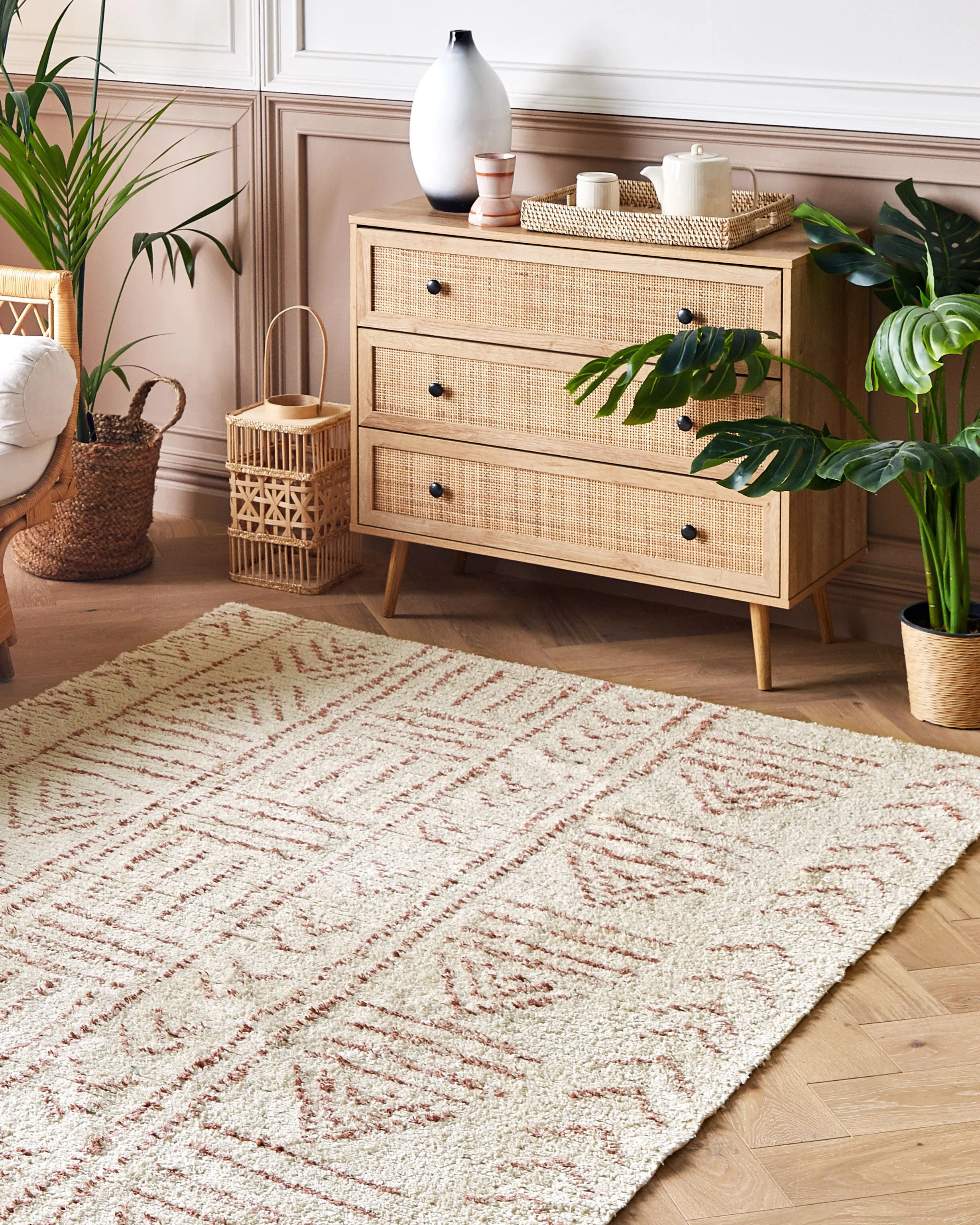 Vloerkleed EDIRNE Beige 160 x 230 cm Katoen