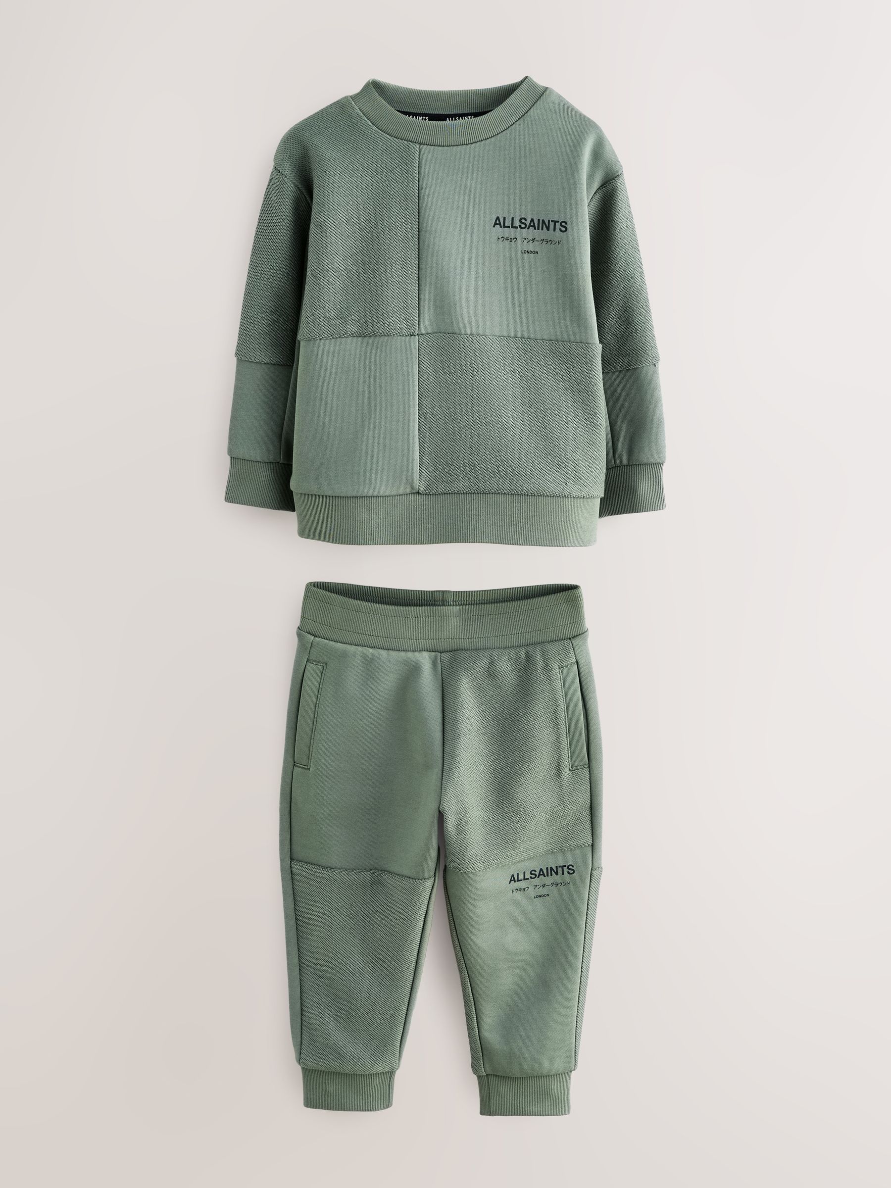 Dusky Green/Textured - smALLSAINTS Underground Oversized Younger Boys Sweatshirt and Joggers Set