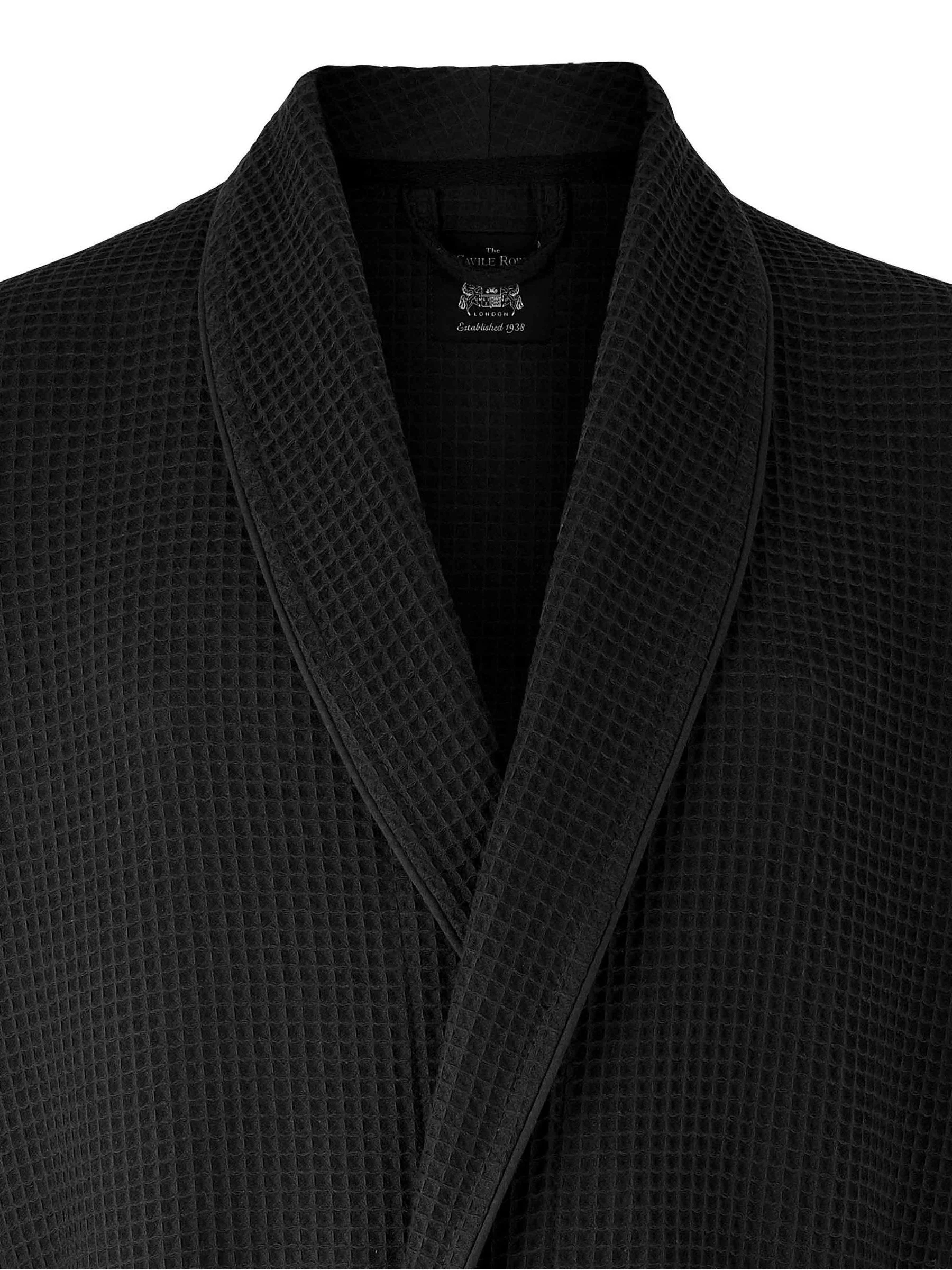 Savile Row Company Zwarte 100% katoenen kamerjas met wafeldessin