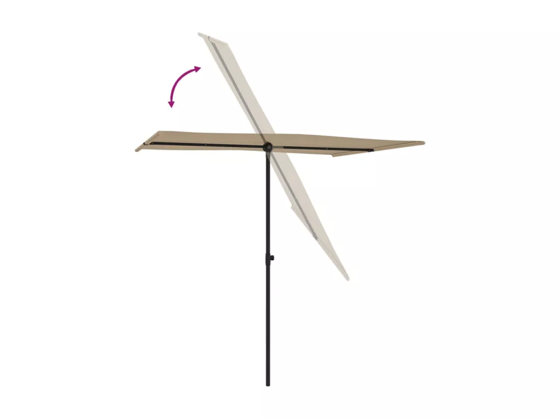 Parasol d'extérieur avec mât en aluminium 2x1,5 m Taupe