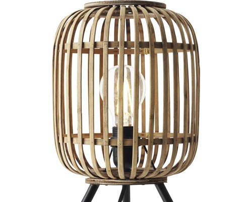 Tafellamp, 1-lichts, HxØ 41x30 cm, Woodrow naturel/bruin met snoerschakelaar