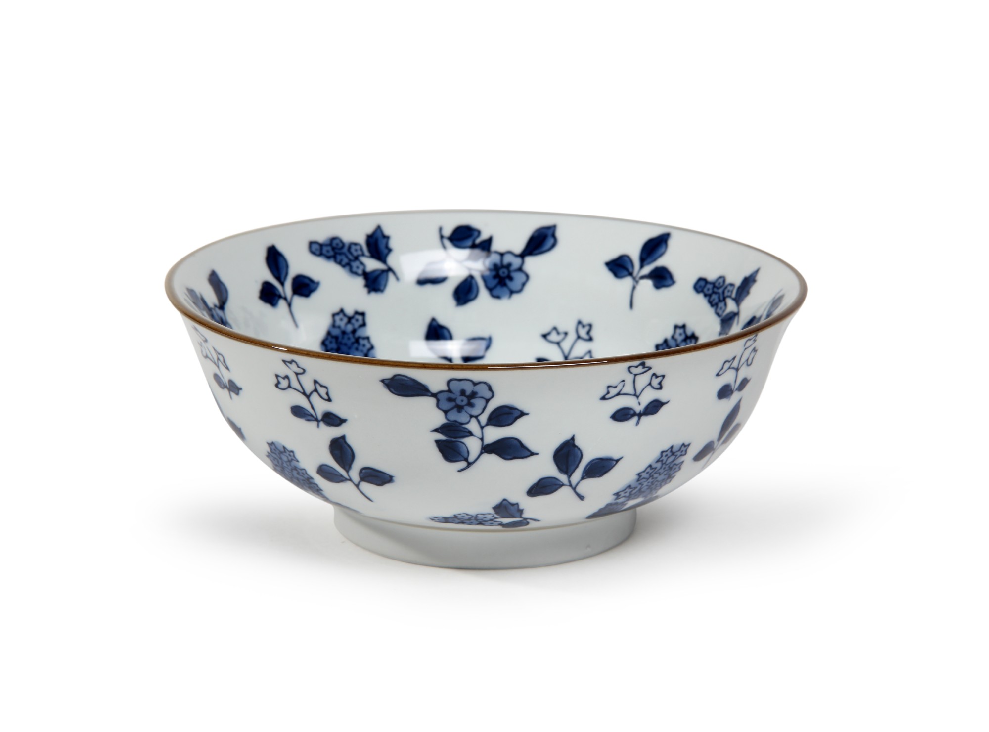 Suppenschale Blumenmuster, weiß, blau, H 6,5 cm, Ø 15,5 cm von fischer's lagerhaus