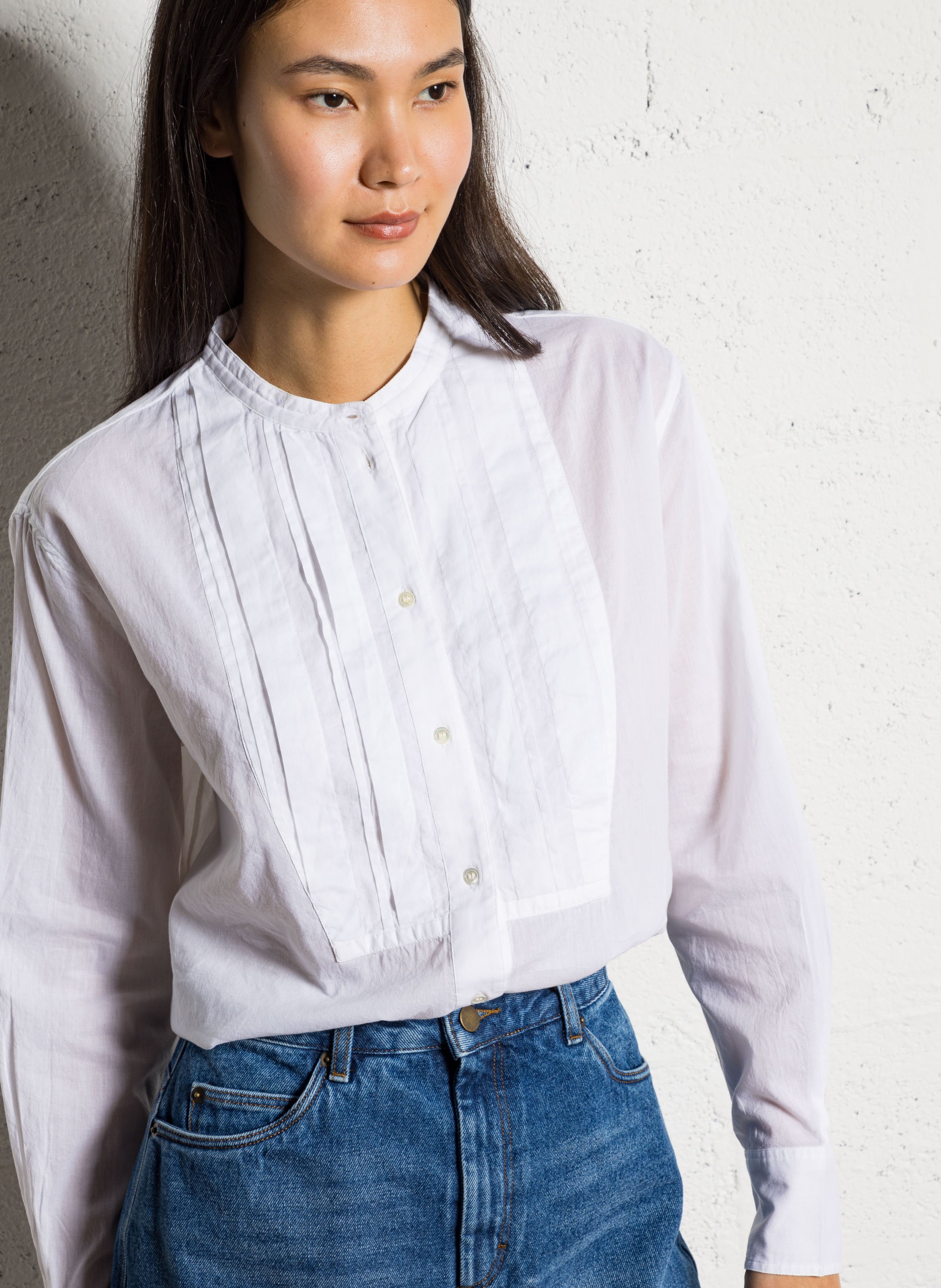 SOEUR Chemise droite col mao en coton eleanore - Blanc