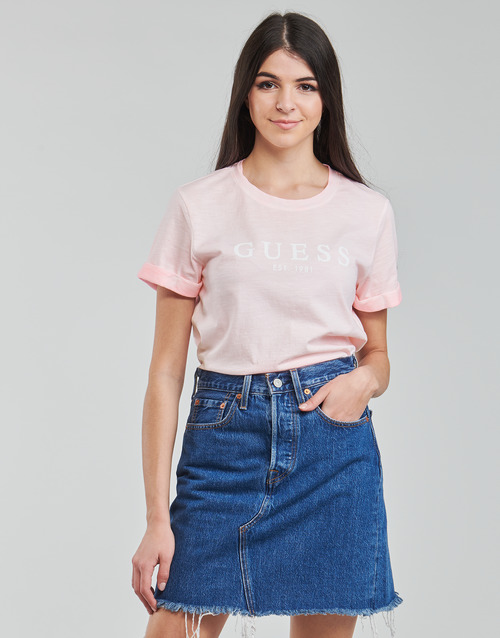 Guess - ES SS GUESS 1981 ROLL CUFF TEE - Rose