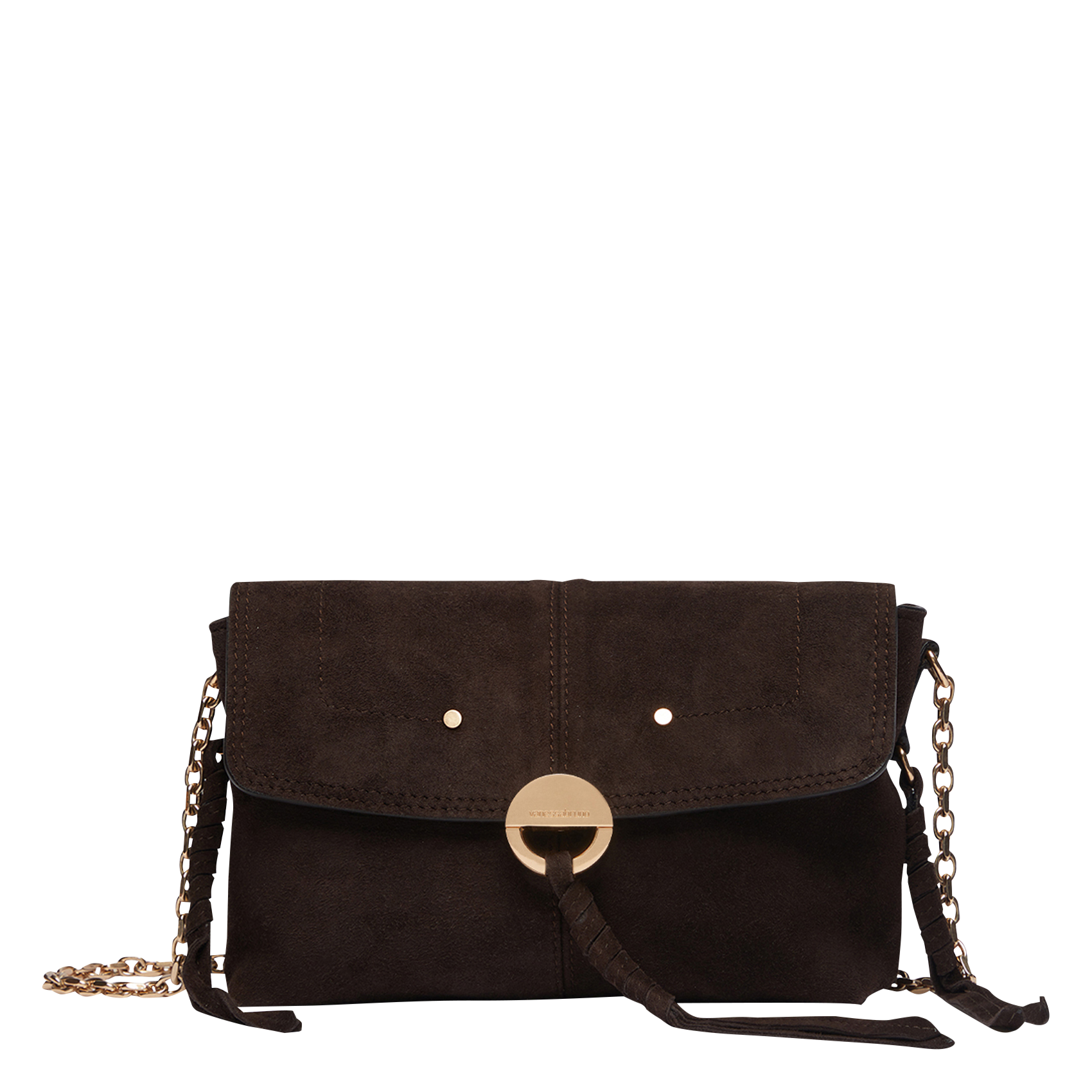 CLUTCH - Sac porté épaule en cuir velours| Marron