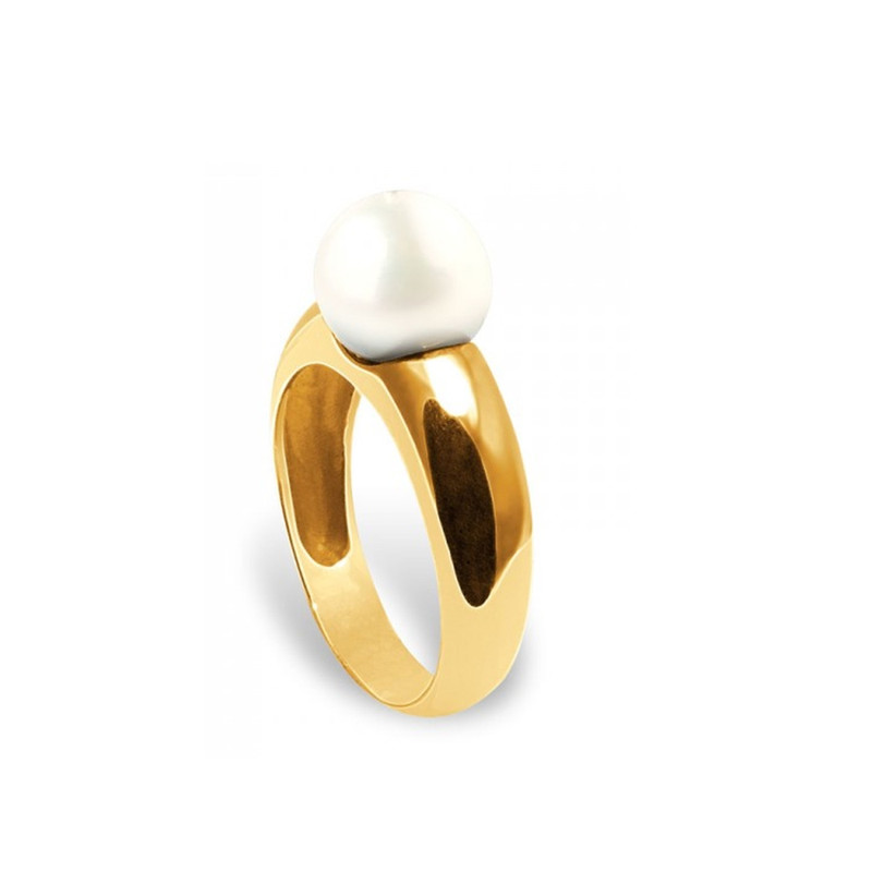 Bague Perle de Culture d'eau douce Blanche et Or jaune 375/1000