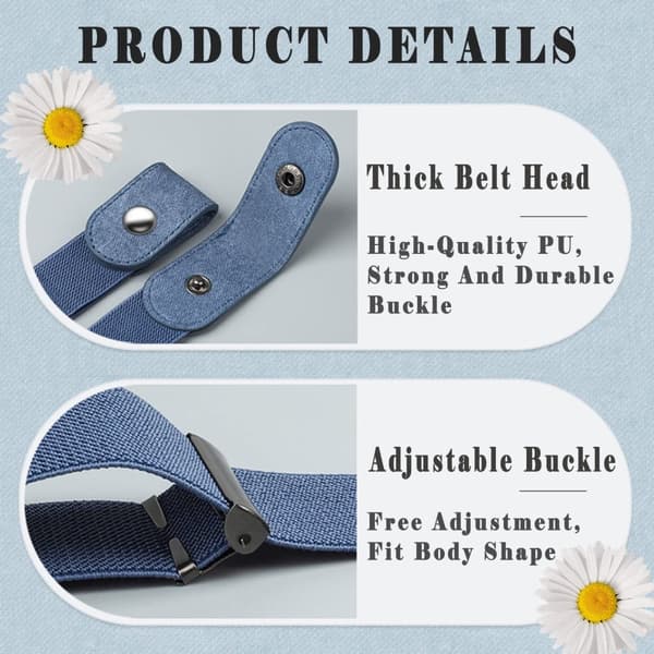 INF Elastisk belte uten spenne, unisex Sort  M