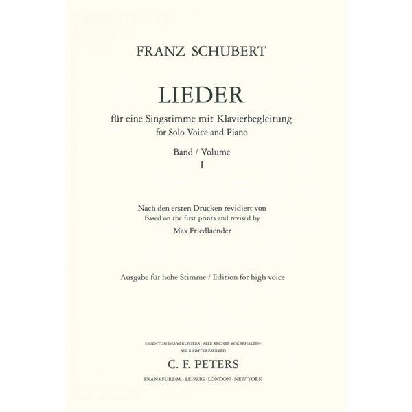 Edition Peters Schubert Lieder 1 Hoch