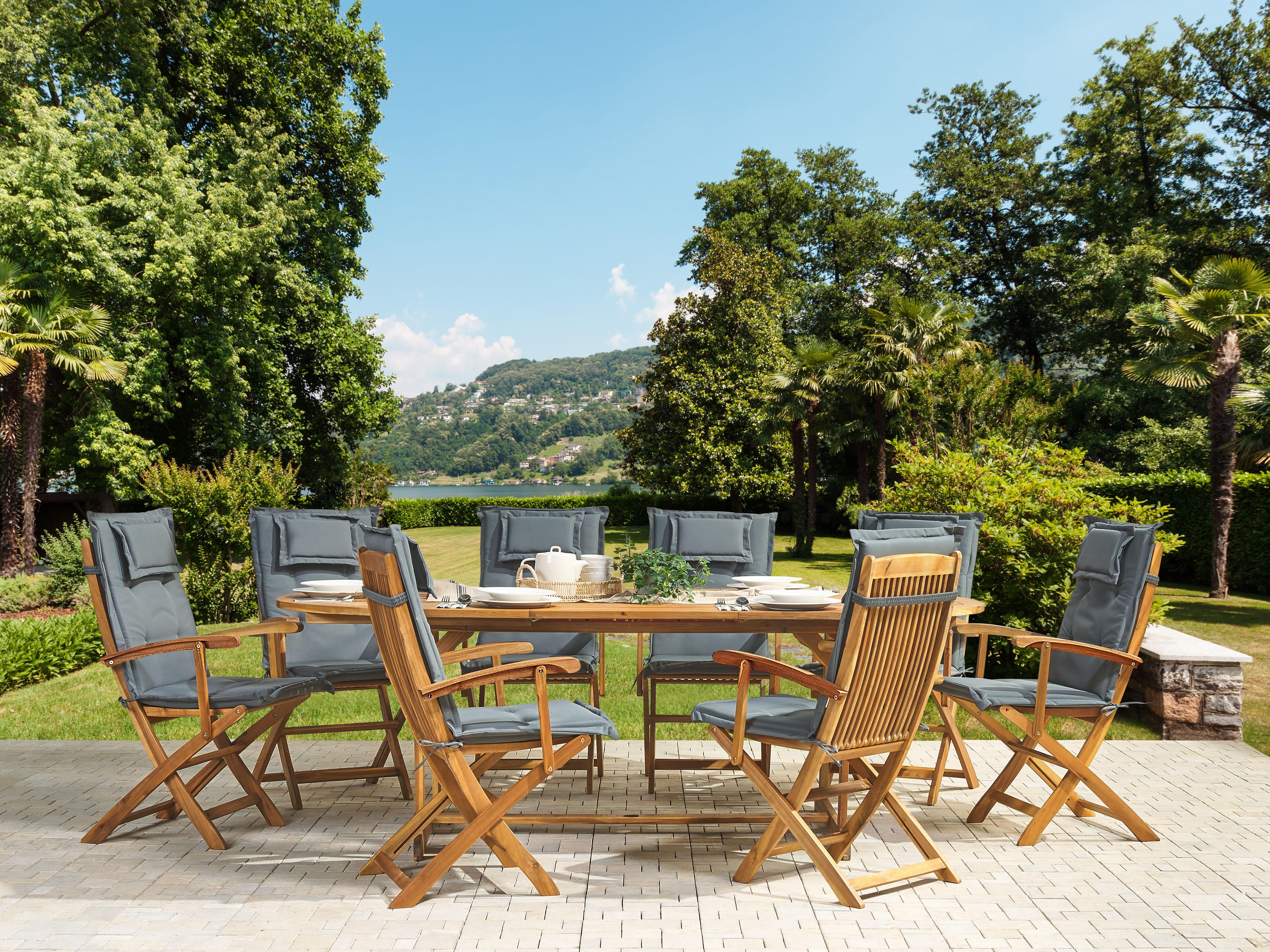 Set van 8 rug/zitkussens MAUI 40 x 54 cm Grijs