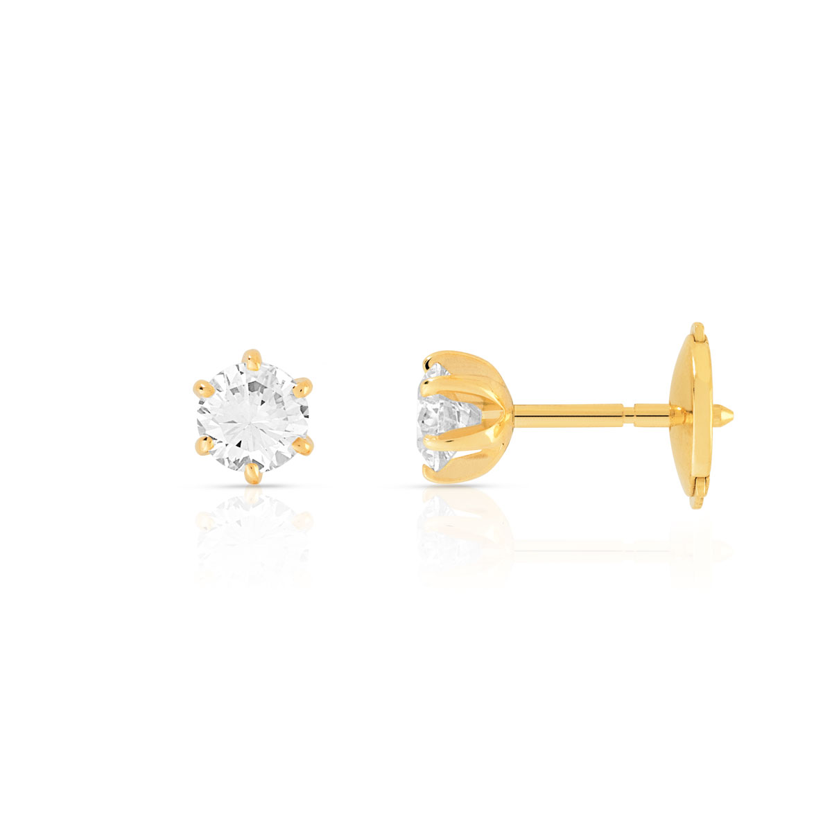 Boucles d'oreilles or 750 jaune diamant H/P1