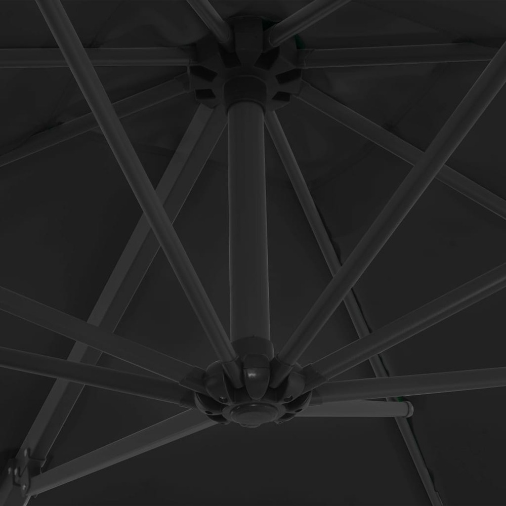 Parasol déporté avec mât en acier inclinaison et rotation sur 360 degrés 250 x 250 cm noir
