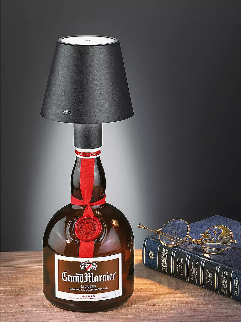 CILIO LED-Flaschenlampe LUCE 13,5cm Schwarz  schwarz