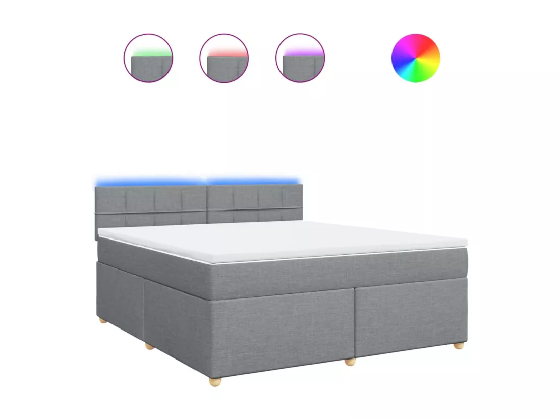Sommier à lattes de lit avec matelas Gris clair 180x200cm Tissu