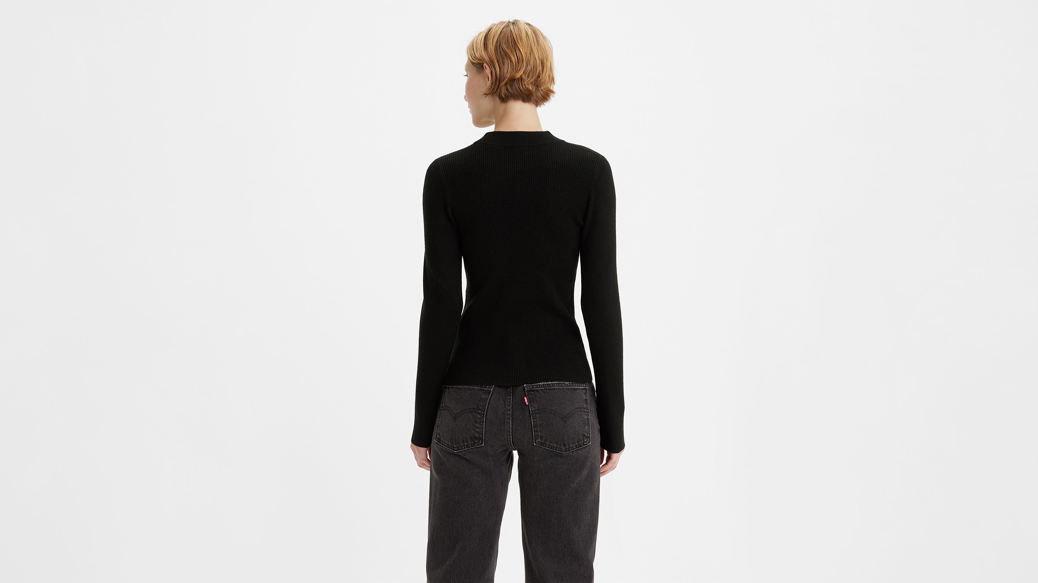 Pull en maille côtelée - Caviar - Noir