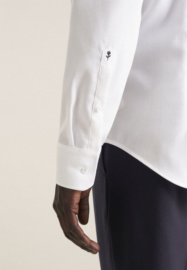 Seidensticker Business Shirt Slim Long sleeve Kent-Collar Small pattern White