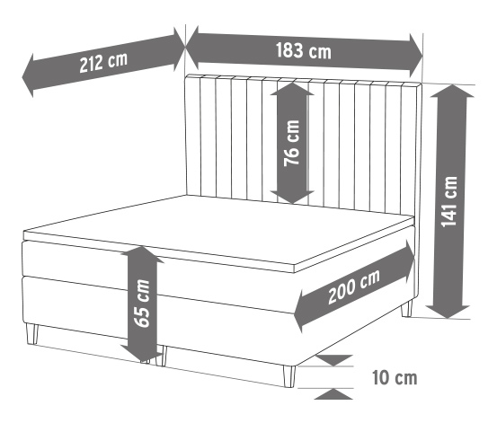 Boxspringbett, ca. 180 x 200 cm, anthrazit