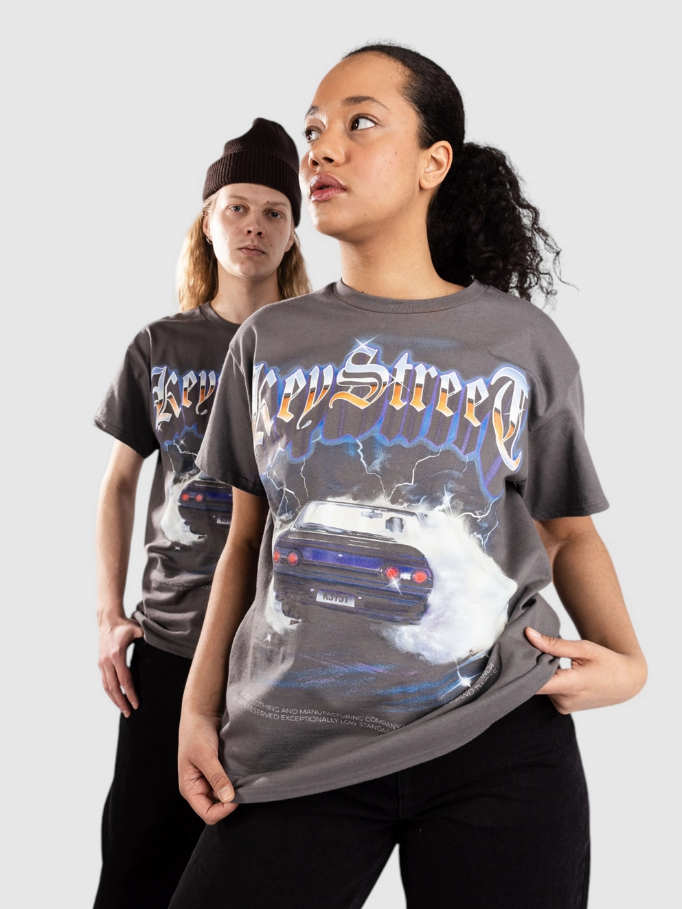 Key Street Burn Out T-Shirt charcoal