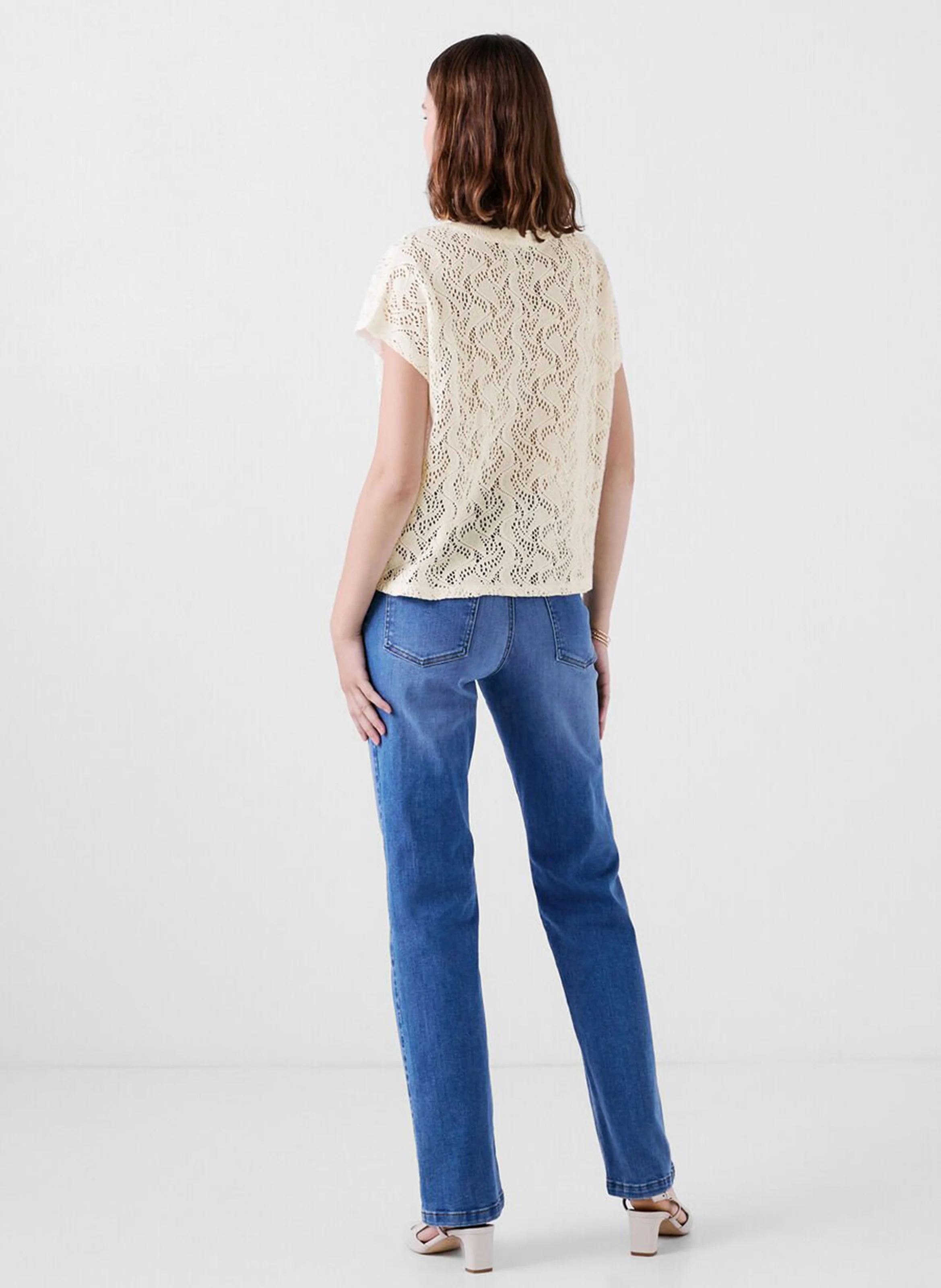 TNOE - Top ample col V en coton mélangé | Beige