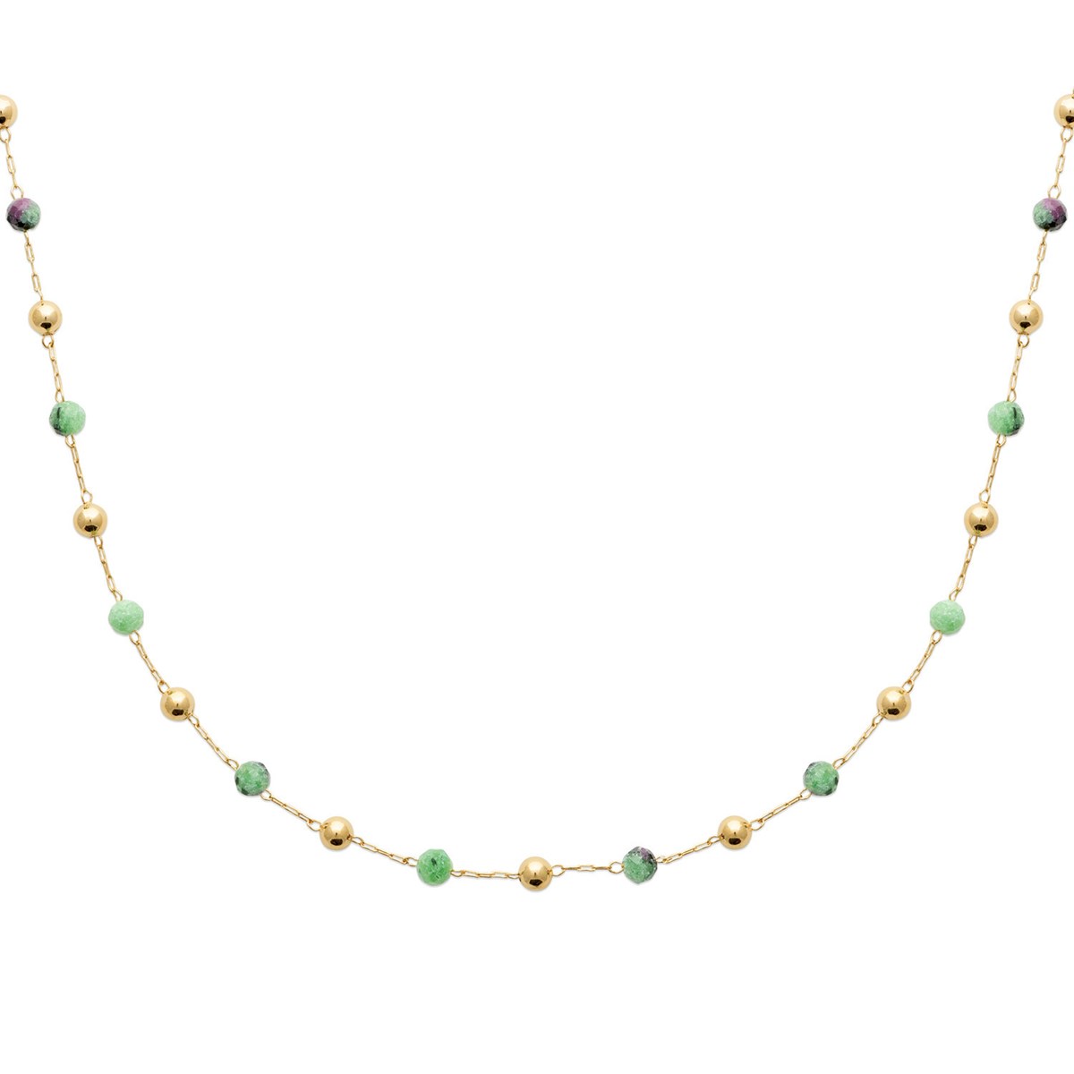 Collier Brillaxis perles de rubis zoisite
